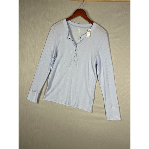 aerie Tops - Aerie Henley Womens XL Light Blue Long Sleeve Waffle Knit Thermal Loungewear